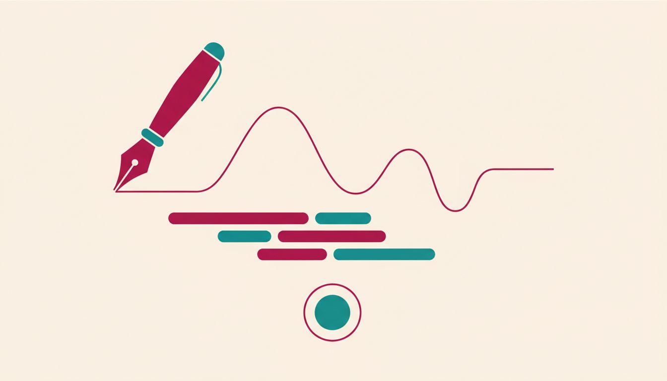 Un stylo plume traçant une ligne au-dessus d'un bloc de texte